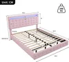 A diagram of a pink bed frame with dimensions and weight capacity indicated. Produktbild-Vorschau