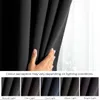 A hand is shown touching a black curtain, with several smaller images below showing the curtain in different lighting conditions. Produktbild-Vorschau