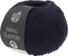 A ball of dark blue yarn with a label wrapped around it. Produktbild-Vorschau