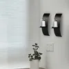 2 kusy Kovový svícen Svícen Skleněný hrnek Home Black Náhled obrázku produktu 1