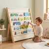 Relaxdays Bücherregal Kinder, Holz, 6 Stofffächer, HxBxT: Produktbild-Vorschau 2