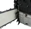 A close-up view of a chainsaw's cutting bar and chain, with part of the engine housing visible. Produktbild-Vorschau