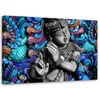 Leinwandbild feng shui farbiger buddha 120x80 cm Feeby blau Produktbild-Vorschau 1