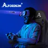 A man wearing a VR headset and playing a video game while sitting in a gaming chair. Produktbild-Vorschau