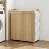 HOMCOM Wäschekorb mit Deckel 120L Wäschesammler aus Bambus Produktbild-Vorschau 3