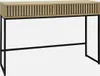 A console table with a fluted wood-effect drawer front and black metal legs, presented against a plain white background. Anteprima dell’immagine prodotto