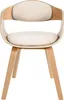 A front view of a chair with a wooden frame and cream upholstery. Podgląd zdjęcia produktu
