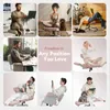A collage of images showing people using a pink office chair in various positions and settings, with text overlay. Podgląd zdjęcia produktu