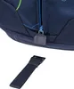 A close-up view of a dark blue backpack zipper and a detached strap. Produktbild-Vorschau