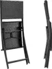 Two black polyrattan folding chairs are shown against a white background. One chair is shown from the front, folded, and the other is shown from the side, folded. Produktbild-Vorschau
