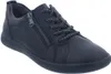 A single black leather sneaker with a zipper and laces, shown from a side angle on a white background. Produktbild-Vorschau