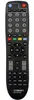 A black remote control with various buttons and labels is shown against a white background. Produktbild-Vorschau