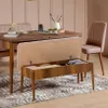 A dining room scene with a table, chairs, and a storage bench. Náhľad obrázku produktu
