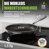 A frying pan with a honeycomb pattern is shown on an induction stovetop. Produktbild-Vorschau