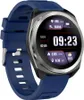 A smartwatch with a blue strap and a silver bezel is shown against a light gray background. Náhled obrázku produktu