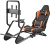 A racing wheel stand with a gaming chair and monitor mount. Voir les images du produit