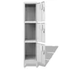 A tall, narrow, three-door metal locker cabinet with each door slightly ajar. Produktbild-Vorschau