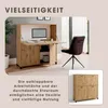 A secretary desk with a computer and chair in a room, with a smaller image of the desk closed. Produktbild-Vorschau
