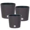 Innen & Außenbereich Set 3x Blumentopf Rund Rattan H 19 22 Produktbild-Vorschau 1