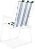 A white folding camping chair with green and white stripes. Anteprima dell’immagine prodotto