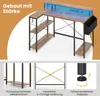 COSTWAY Scrivania a L 120 cm con prese di corrente, LED, Anteprima dell’immagine prodotto 7