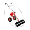 A red and black gasoline-powered sweeper with dimensions indicated by lines and text. Produktbild-Vorschau