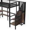 A loft bed with a desk and stairs, shown from a side angle against a white background. Produktbild-Vorschau