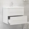 vidaXL Vanity Unit so zabudovaným umývadlom Biely drevený Náhľad obrázku produktu 3