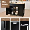 A kitchen cart with multiple storage compartments and a pull-out countertop, shown with close-up details of its features. Náhľad obrázku produktu