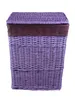 A purple wicker laundry basket with a brown fabric band and lid, shown against a white background. Podgląd zdjęcia produktu