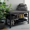 Kovový botník s lavicou 81x32x46 cm Lavica na topánky sivá Náhľad obrázku produktu 2