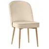 A single beige upholstered chair with gold metal legs, shown from the front. Náhľad obrázku produktu