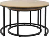 A set of two nesting round coffee tables with wooden tops and black metal frames, presented against a white background. Náhľad obrázku produktu