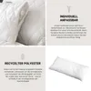 A collage of images showcasing a white pillow, with text describing its features and materials. Produktbild-Vorschau