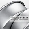 Close-up of two round baking pans, showing their metallic surface and a text overlay. Produktbild-Vorschau