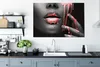 MuchoWow® - Leinwandbilder - Lippen - Rot - Schwarz, Produktbild-Vorschau 4