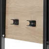 A close-up view of two black metal brackets attached to a light brown wooden surface, likely part of a furniture item. Produktbild-Vorschau