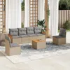 Design 7-tlg. Garten-Sofagarnitur mit Kissen Beige Poly Produktbild-Vorschau 1
