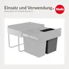 A product image showing a pull-out trash bin system with two bins, one dark gray and one lighter gray, integrated into a cabinet structure. The image includes text and a logo at the top. Náhled obrázku produktu
