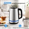 YASHE Wasserkocher Edelstahl 1,7L 2200W Mit Kalkfilter Produktbild-Vorschau 3
