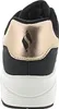The back view of a black Skechers sneaker with rose gold accents. Náhled obrázku produktu