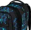 A close-up view of a backpack with a blue and teal abstract pattern. Produktbild-Vorschau