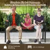 A family sitting on a garden bench outdoors. Podgląd zdjęcia produktu