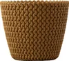 A brown knitted-look plant pot on a white background. Podgląd zdjęcia produktu