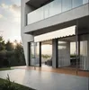 A modern house with a patio and an awning extended over sliding glass doors. Náhled obrázku produktu