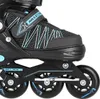 A close-up view of the side of a black inline skate with blue accents. Anteprima dell’immagine prodotto