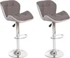 Two adjustable bar stools with taupe-gray seats and white accents, presented on a white background.