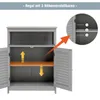An open cabinet showing adjustable shelves and an inset showing shelf height options. Podgląd zdjęcia produktu