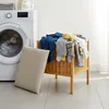 Relaxdays Wäschekorb zum Sitzen, Bambus, gepolsterter Produktbild-Vorschau 2
