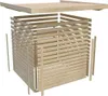 An exploded view of a wooden bicycle garage, showing its components before assembly. Produktbild-Vorschau
